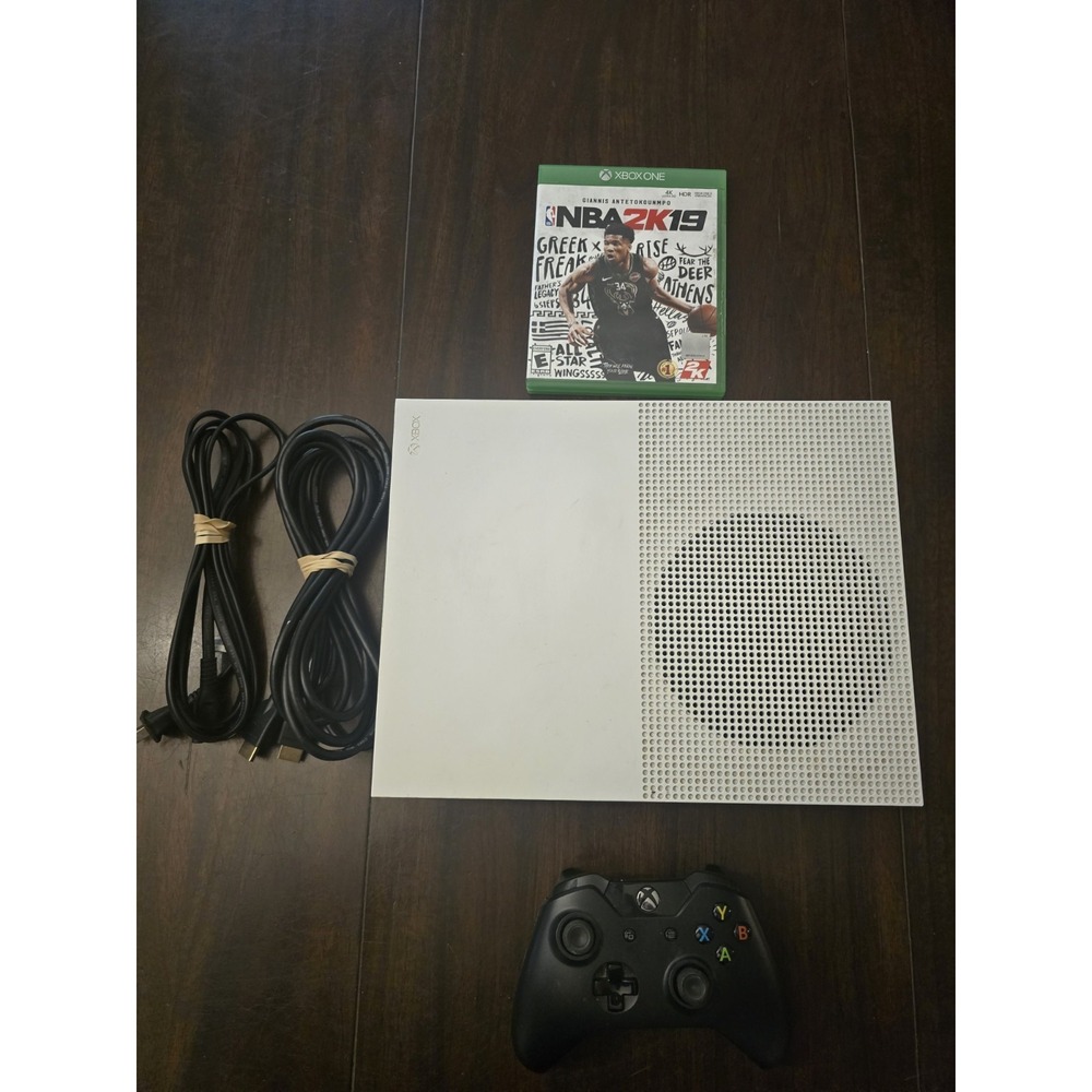 Xbox One S 1TB Console 1681 White Bundle, Controller 1708, Power, HDMI, TESTED